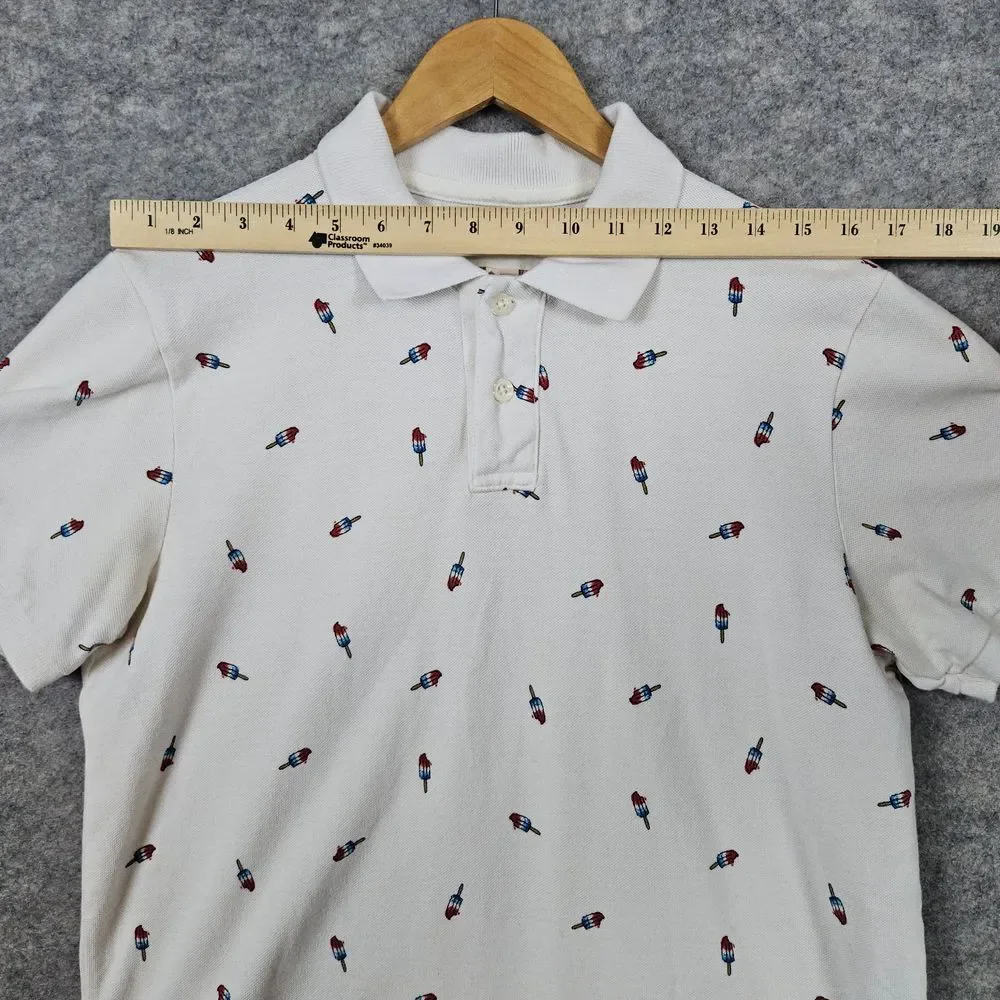 Aeropostale Youth Size M Ivory Polo Shirt 100% Cotton Popsicle Print Preppy Boys